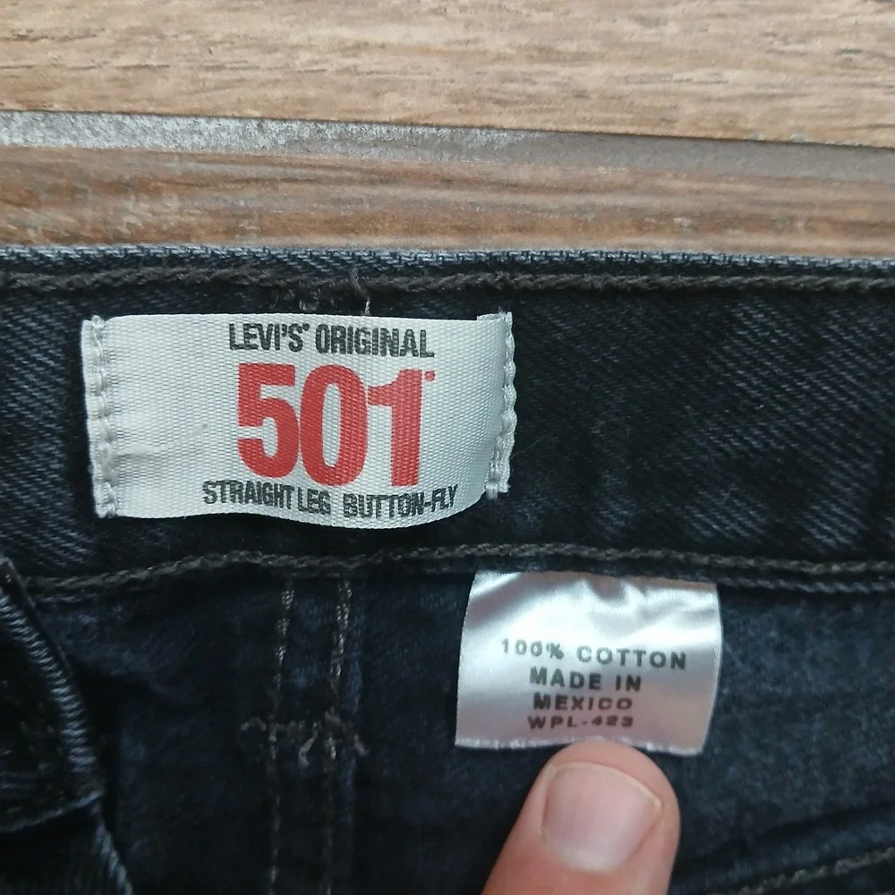 Levi's 501 Jeans Mens 30x30 (FITS28x27) Black Button Fly Cotton Denim
